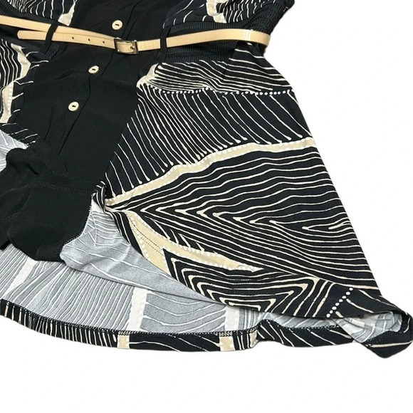 dress,retro vibe,40’s,abstract,🇨🇦,PTP 17-20 drop waist. Faux button front belted - Picture 10 of 14